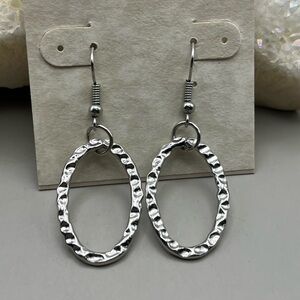 Elegant Silver Oval Dangle Earrings